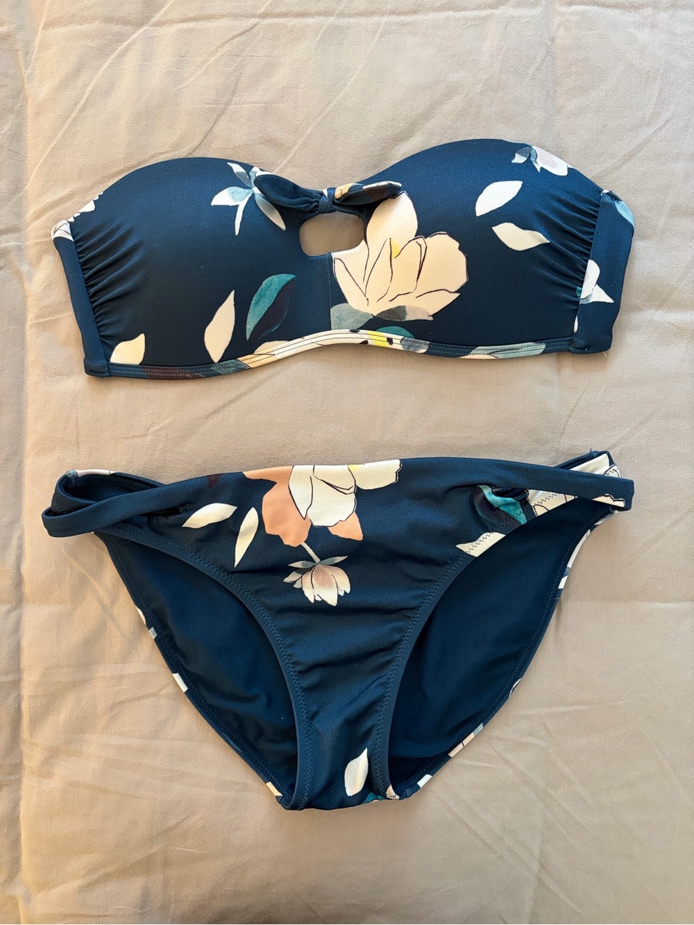 Athleta Aqualuxe Floradora Bandeau Bikini Swim Set Medium